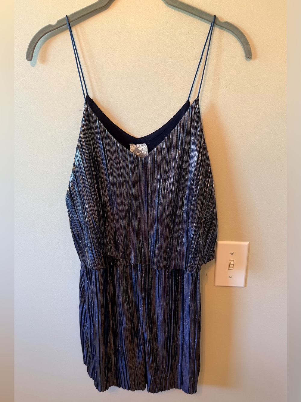 Navy Metallic Pleated romper